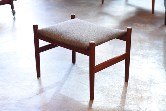 Just in: Teak foot stool with new grey upholstery
