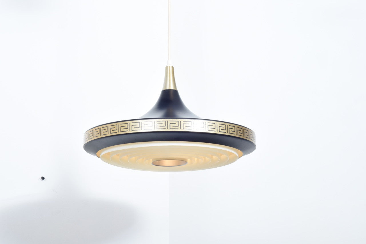 Black ceiling light with brass details