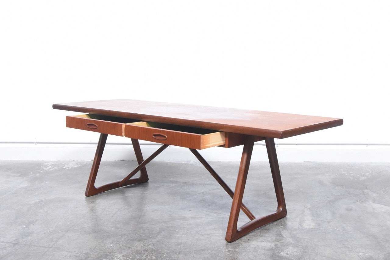 Teak coffee table with drawers