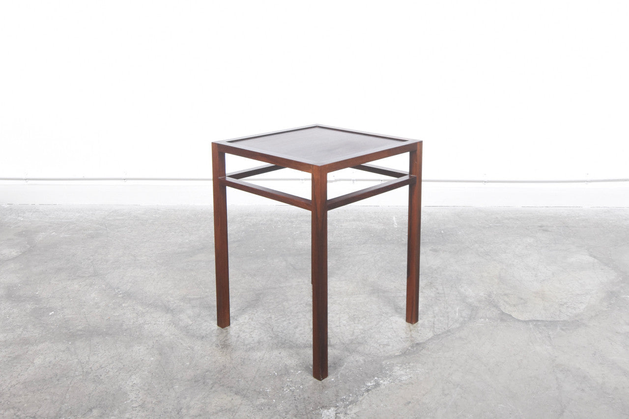 Rosewood side table with brass tray