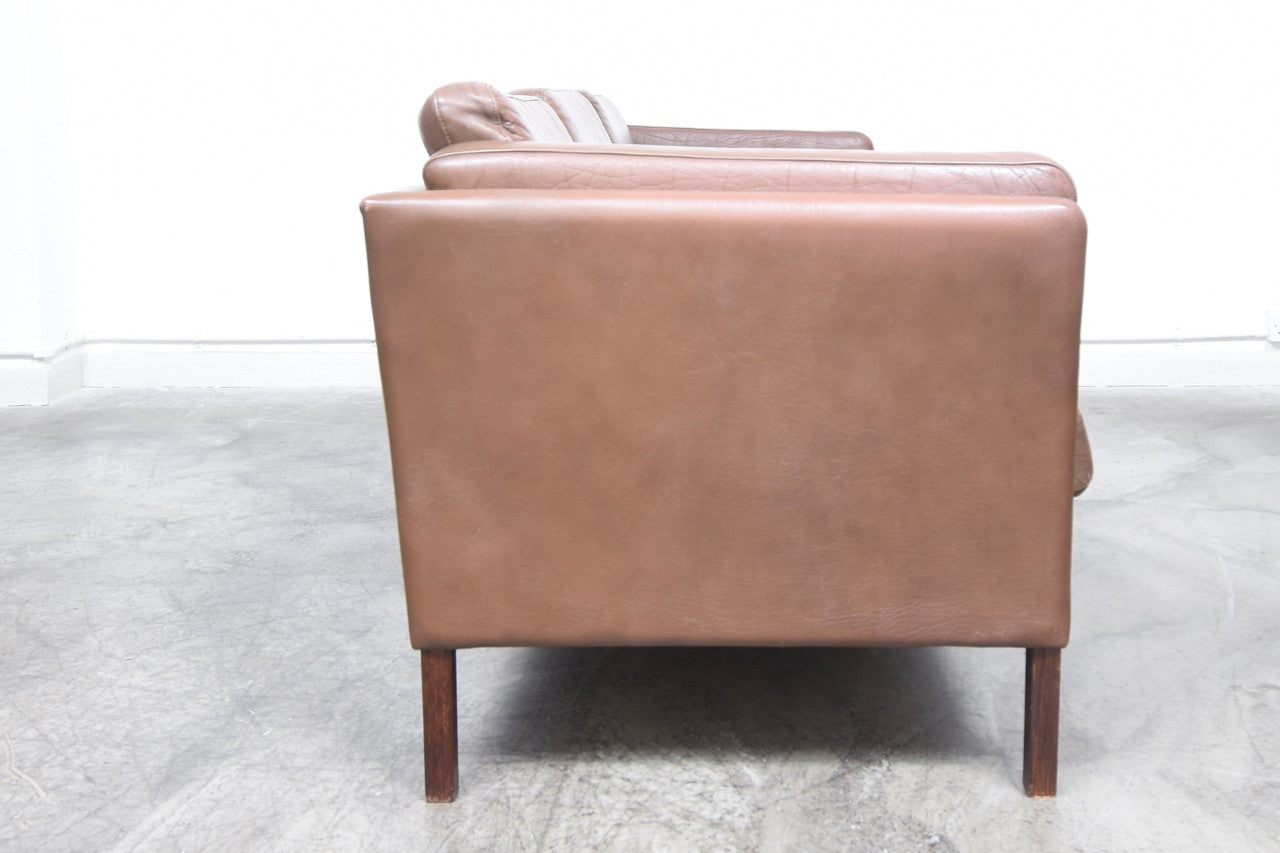 1970s three seat leather sofa