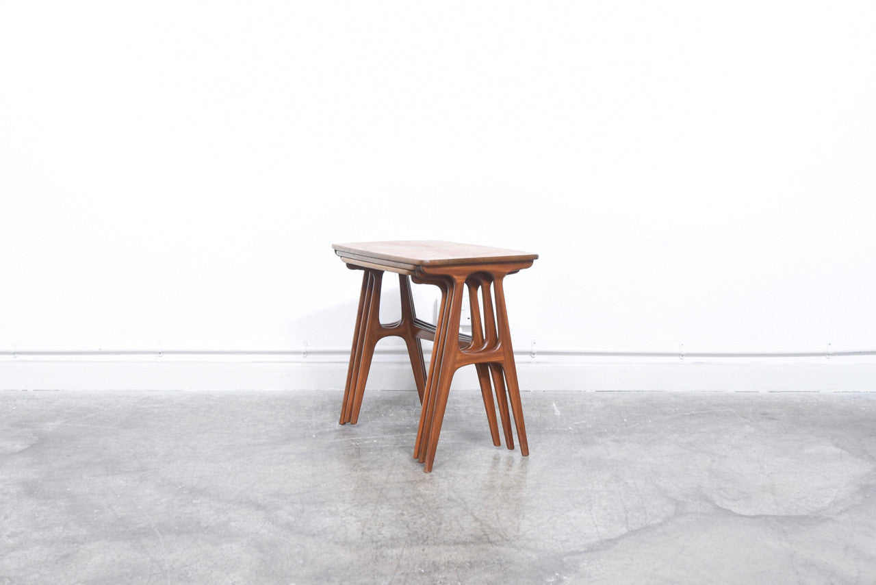 Teak nest of three tables by Heltborg Møbler