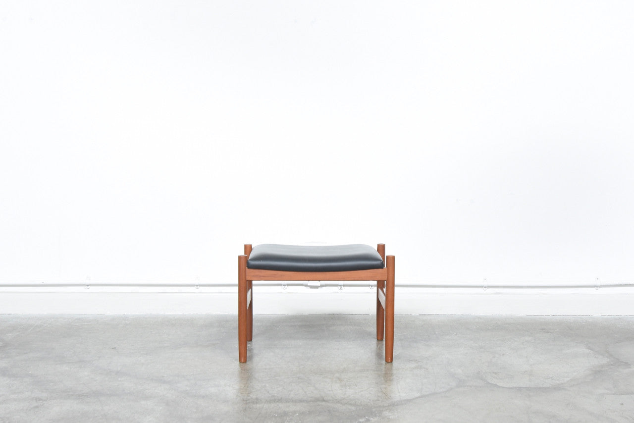 Foot stool in teak + skai by Spøttrup