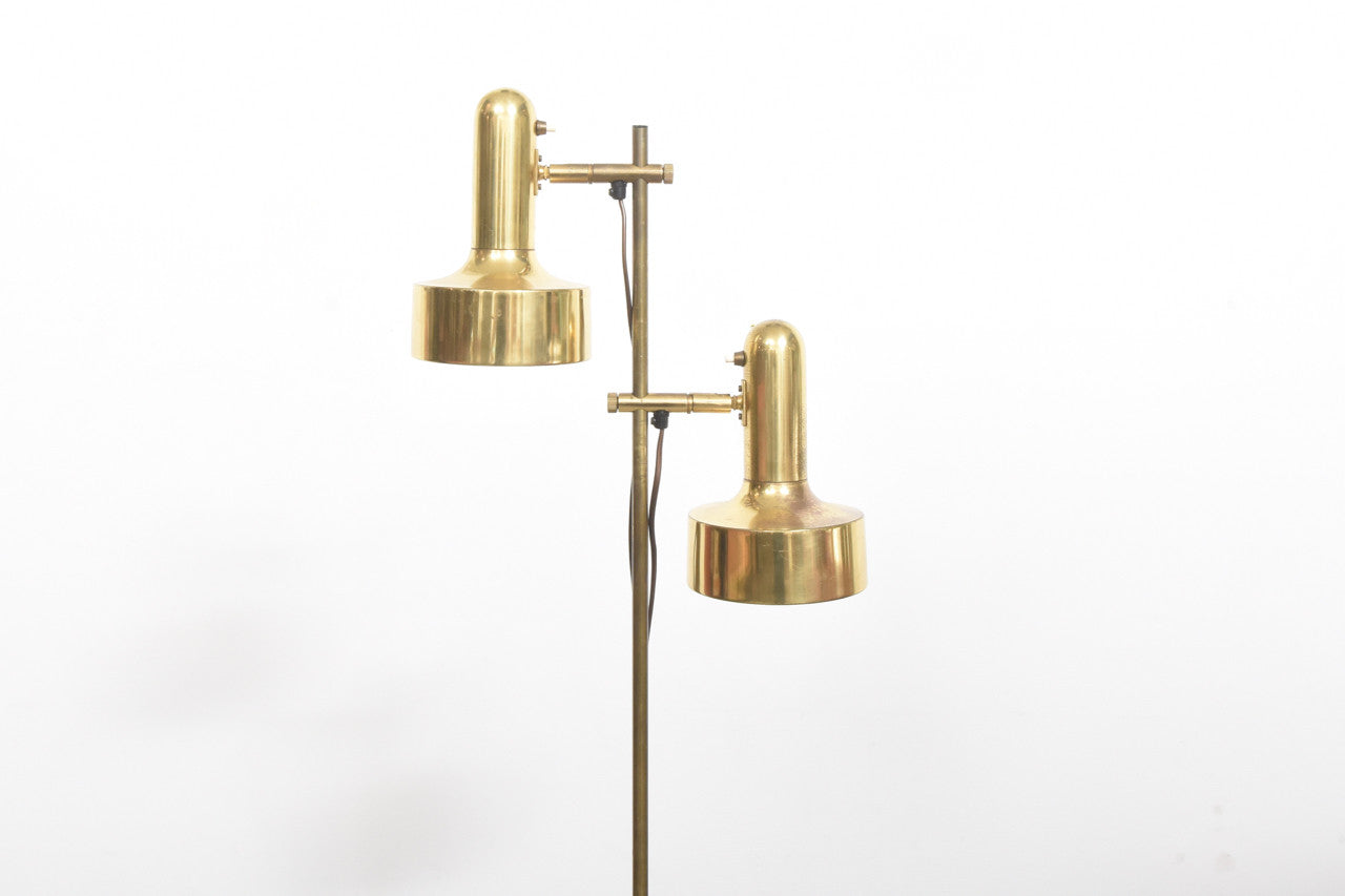 Twin headed brass floor lamp