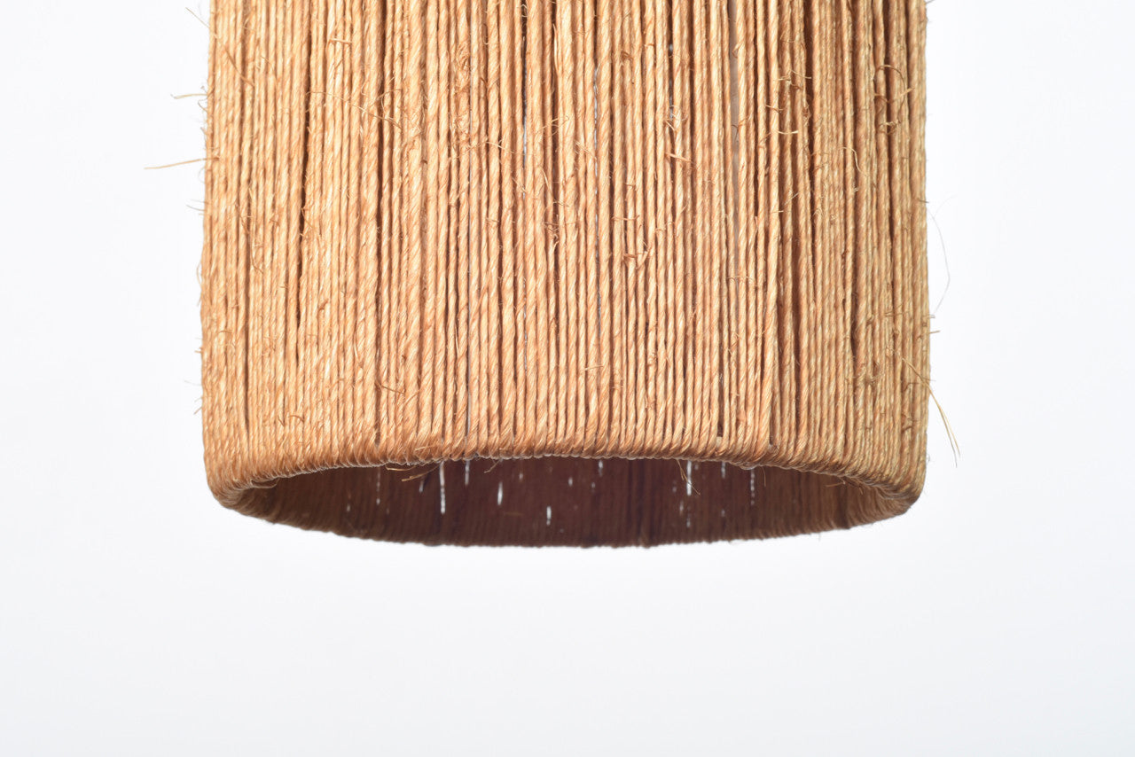 Teak and cord ceiling light
