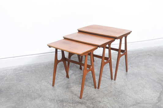 Teak nest of three tables by Heltborg Møbler