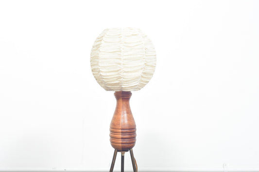 Teak tripod floor lamp