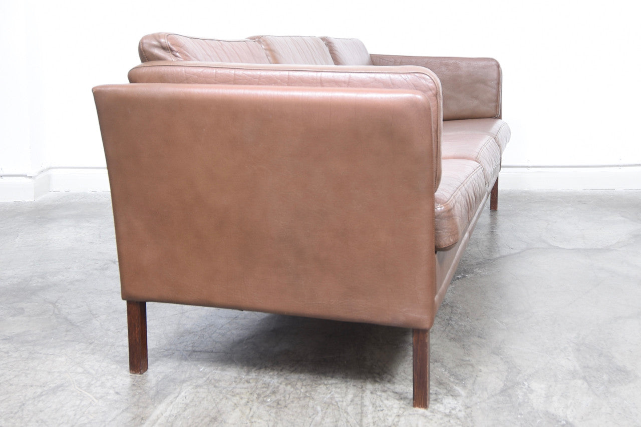 1970s three seat leather sofa