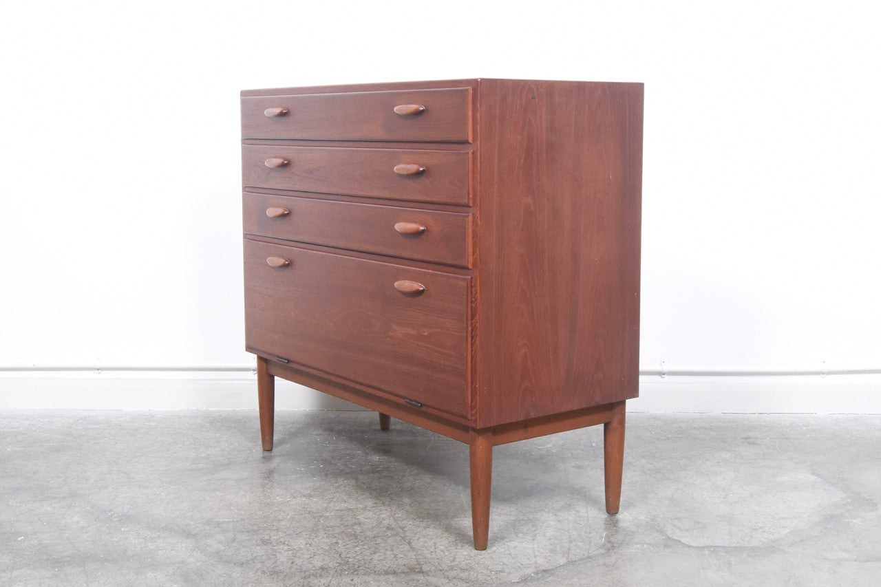 Teak chest of drawers with shoe shelf