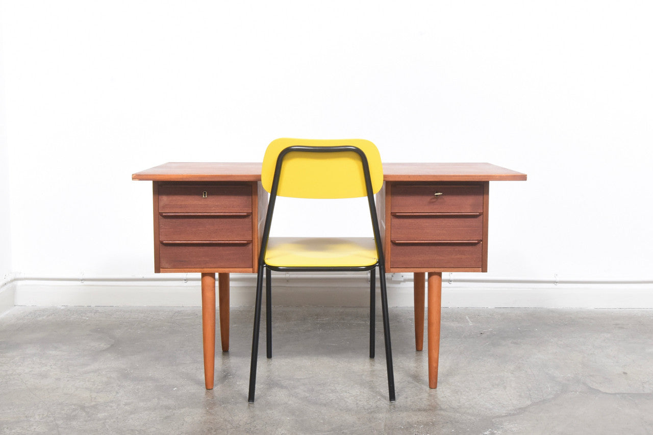 Twin pedestal desk in teak