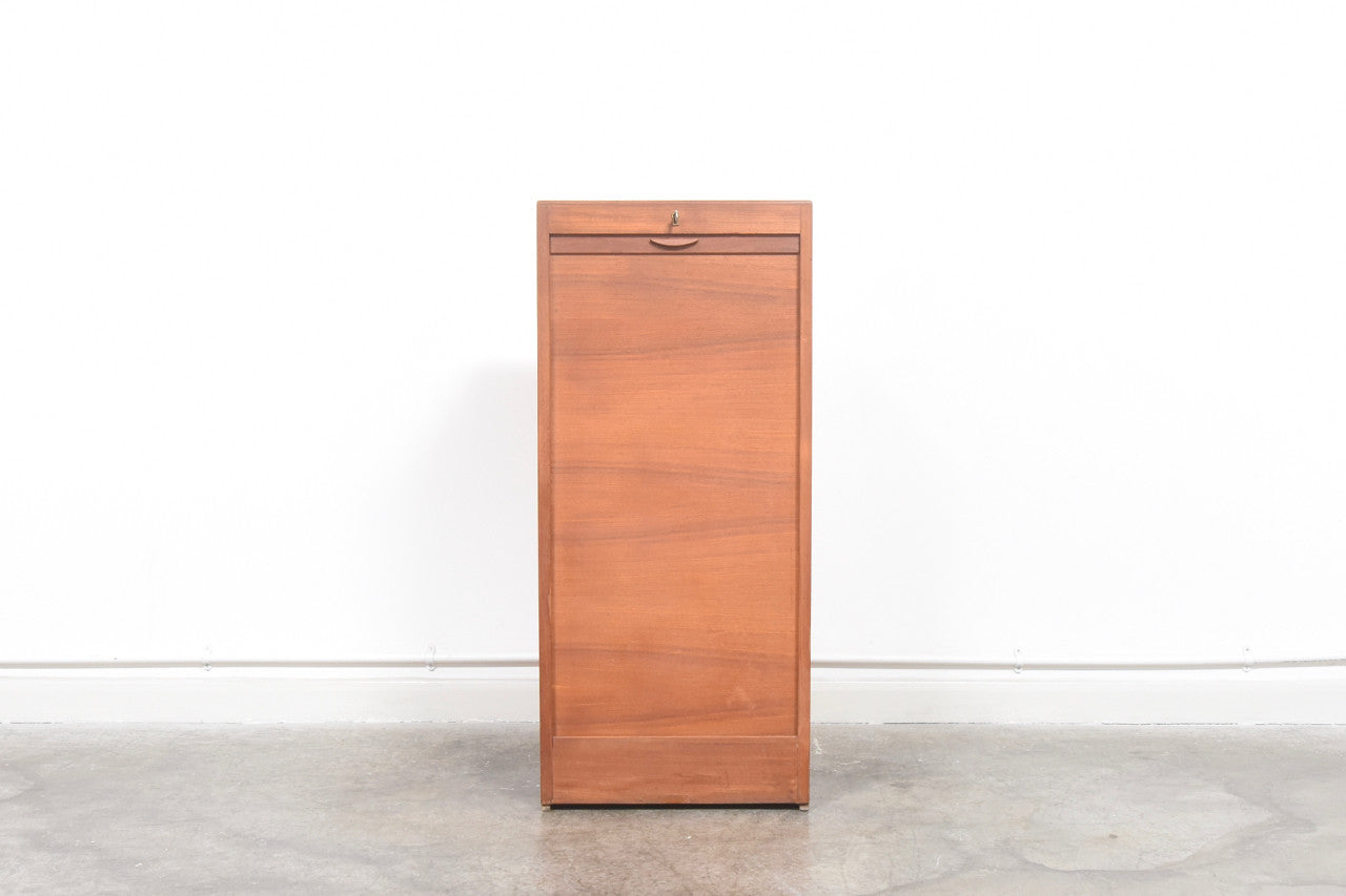 Teak filing cabinet with tambour door