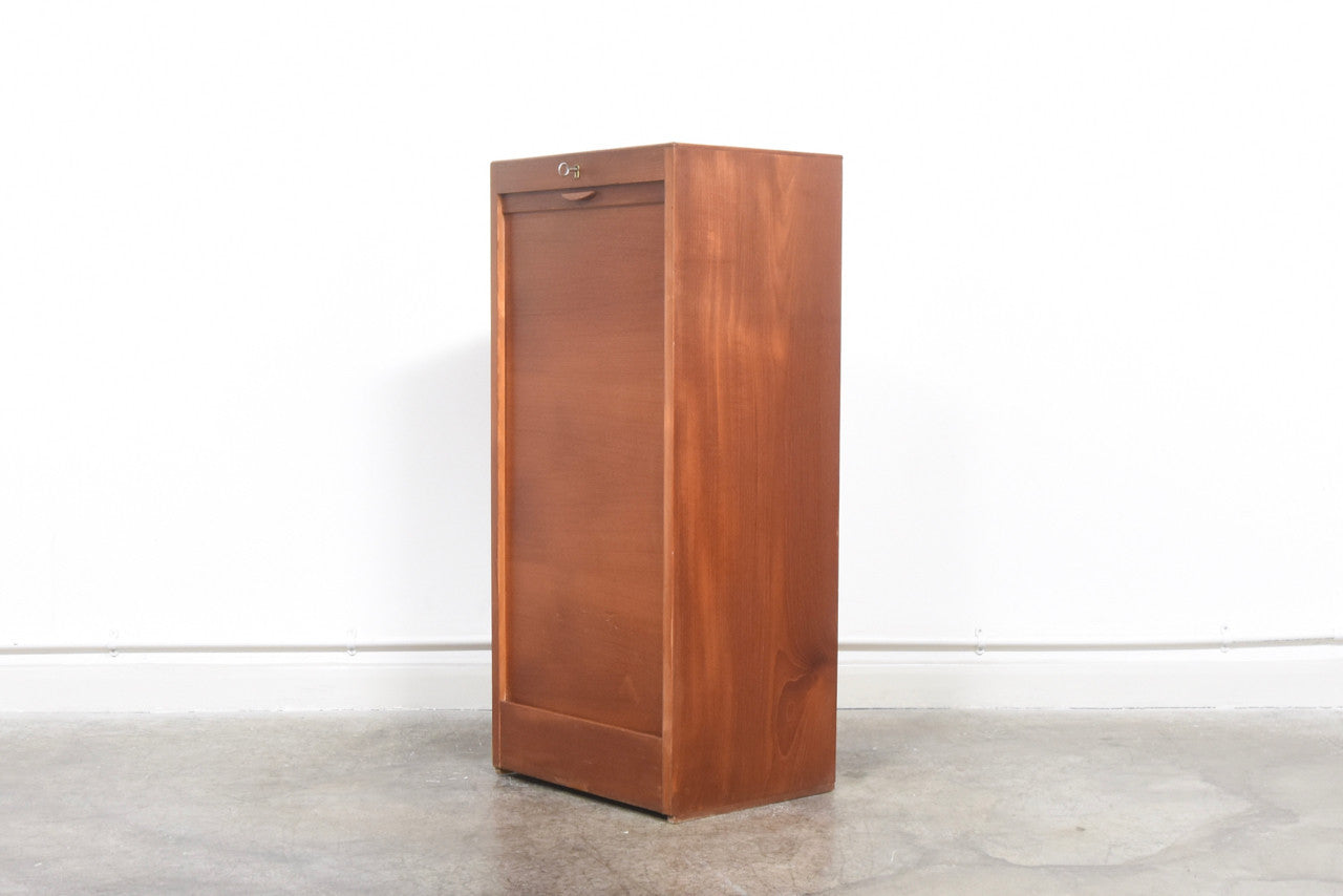 Teak filing cabinet with tambour door