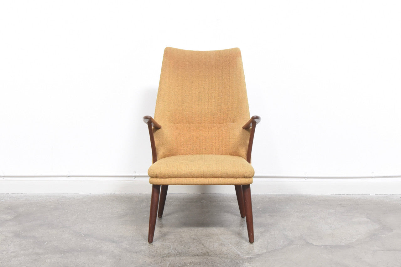 Mustard wool + teak lounger