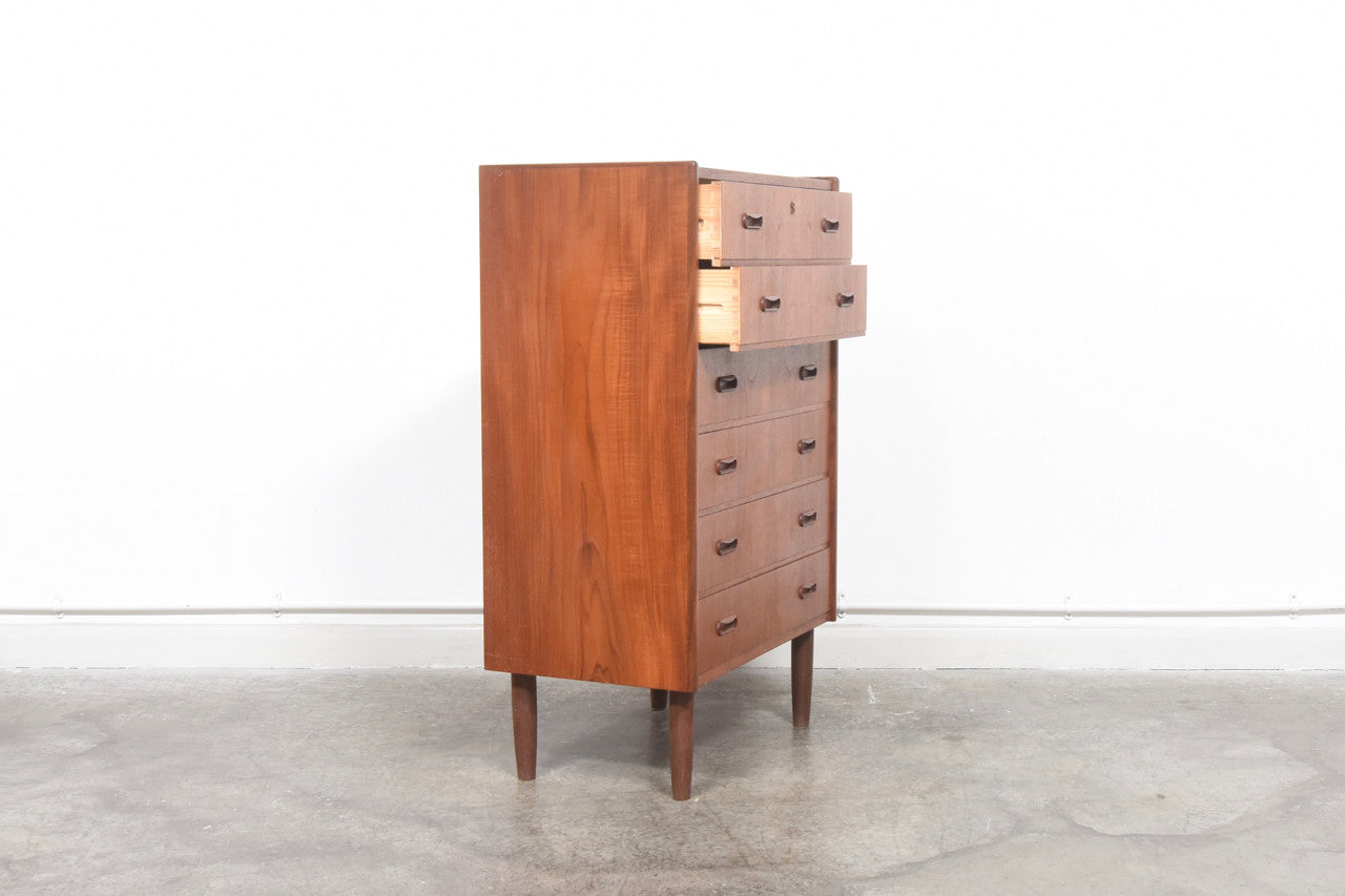 Teak chest of six drawers with inset handles no. 2