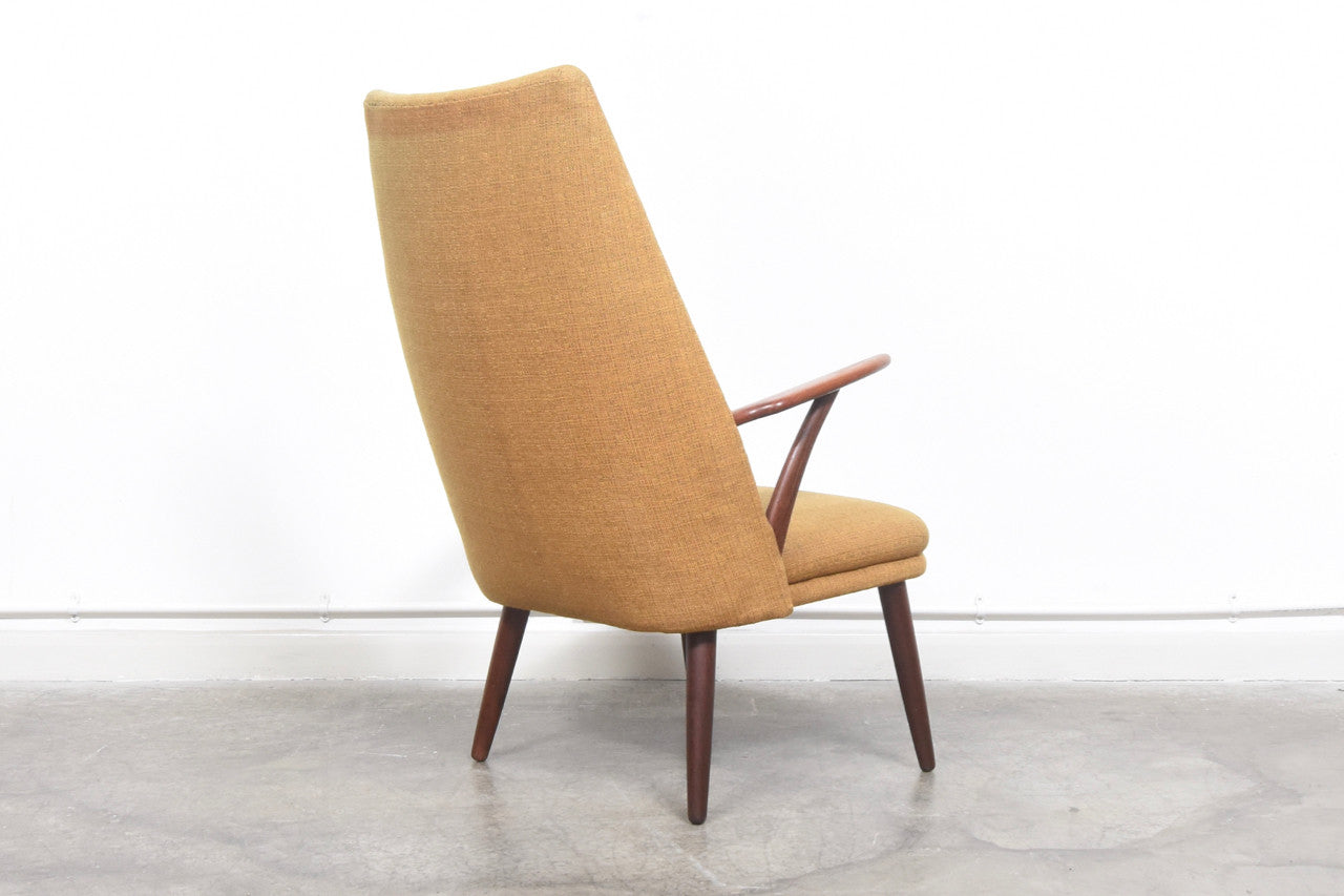 Mustard wool + teak lounger