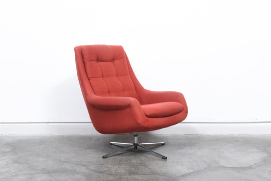 Red fabric swivel chair