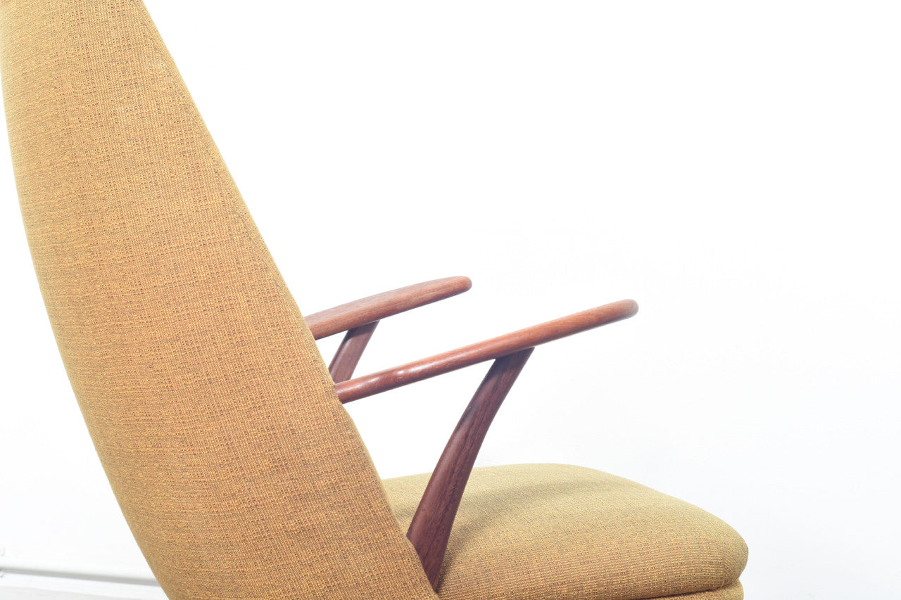 Mustard wool + teak lounger