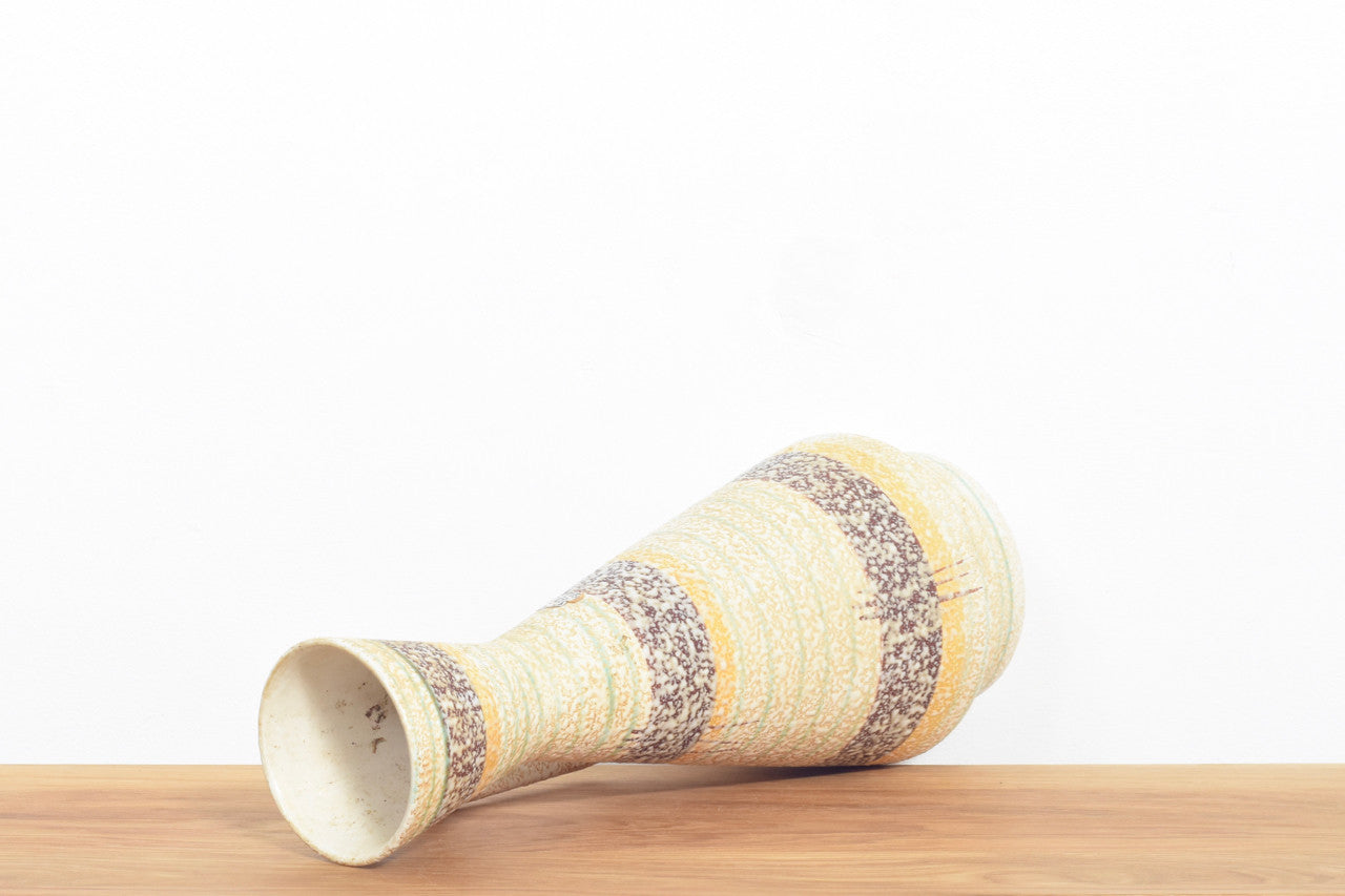 Tall striped pitcher vase by Bay Keramik