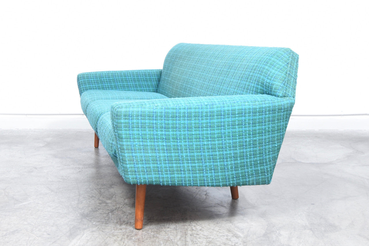 Three seat sofa in turquoise wool