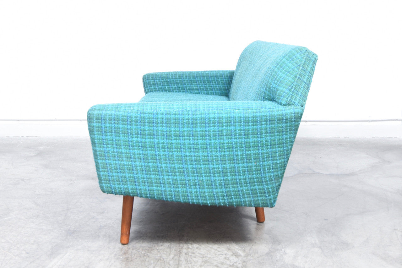 Three seat sofa in turquoise wool