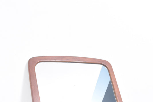 Tapered mirror with teak frame