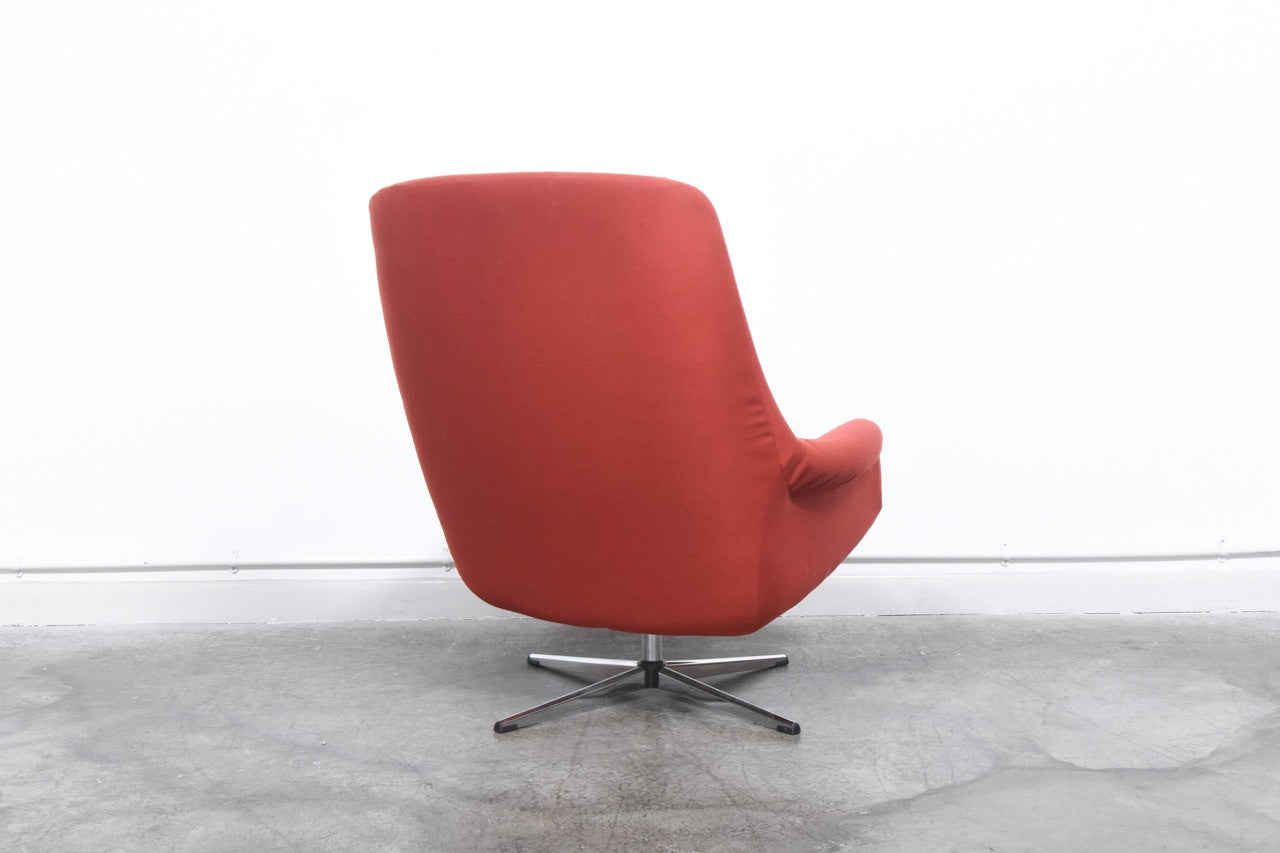 Red fabric swivel chair