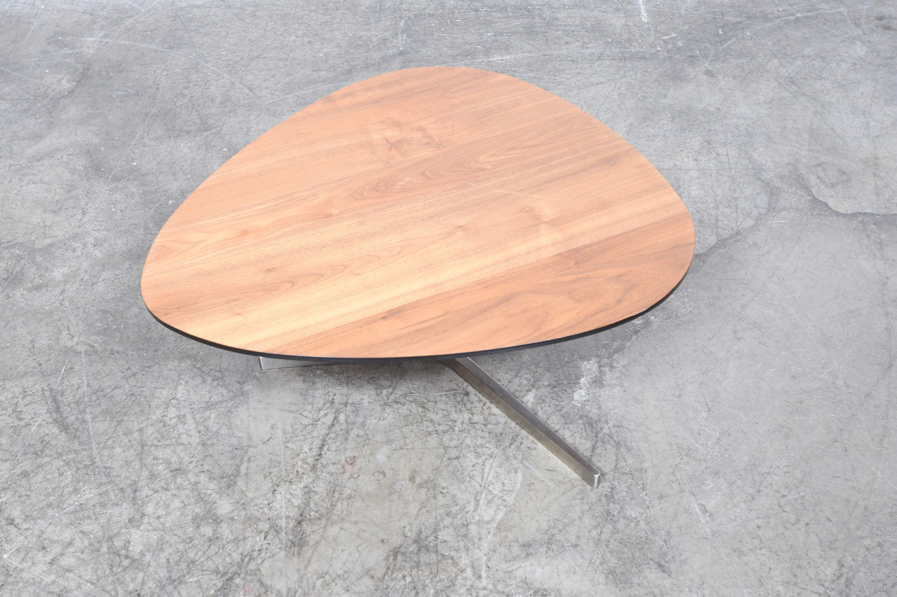 Teak coffee table on steel base