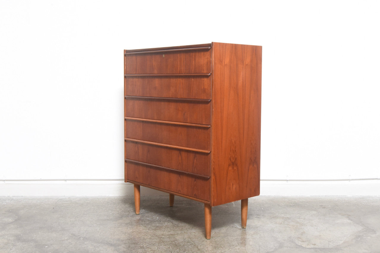 Large chest of six teak drawers