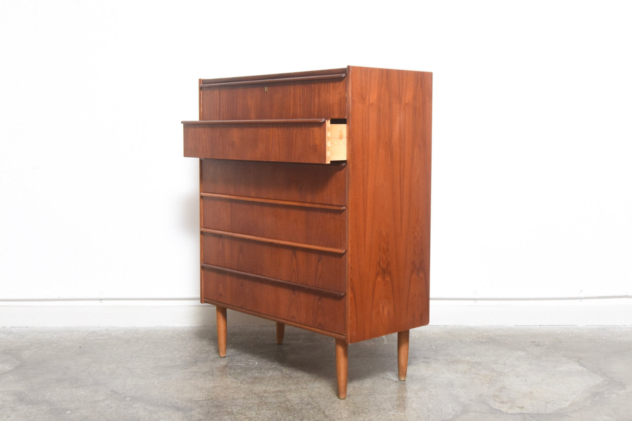 Large chest of six teak drawers