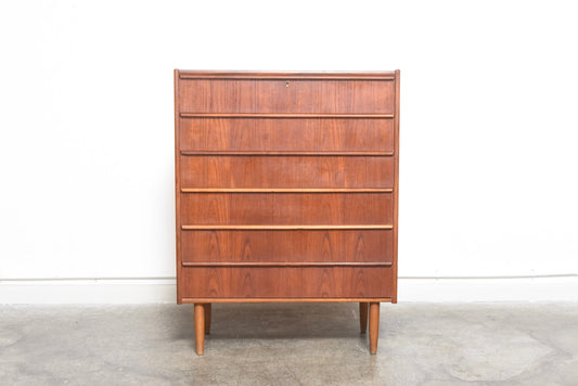 Large chest of six teak drawers