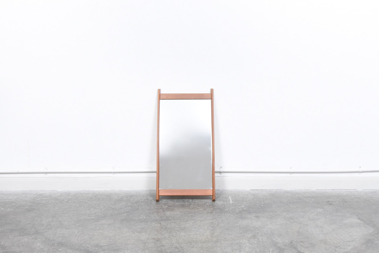 Rectangular mirror with extended teak frame