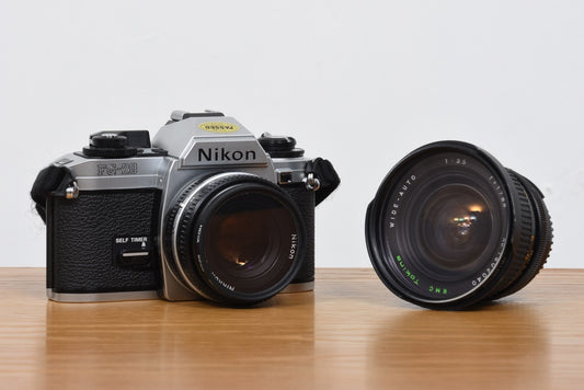 FG-20 SLR camera + lenses by Nikon