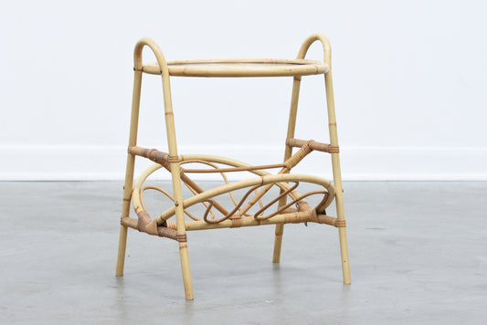 Vintage glass and bamboo magazine table