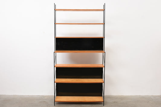 1960s pine + metal bookshelf