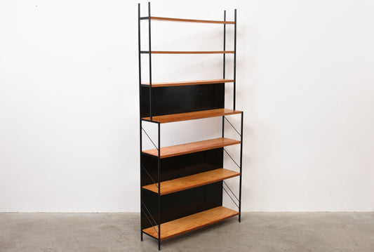 1960s pine + metal bookshelf