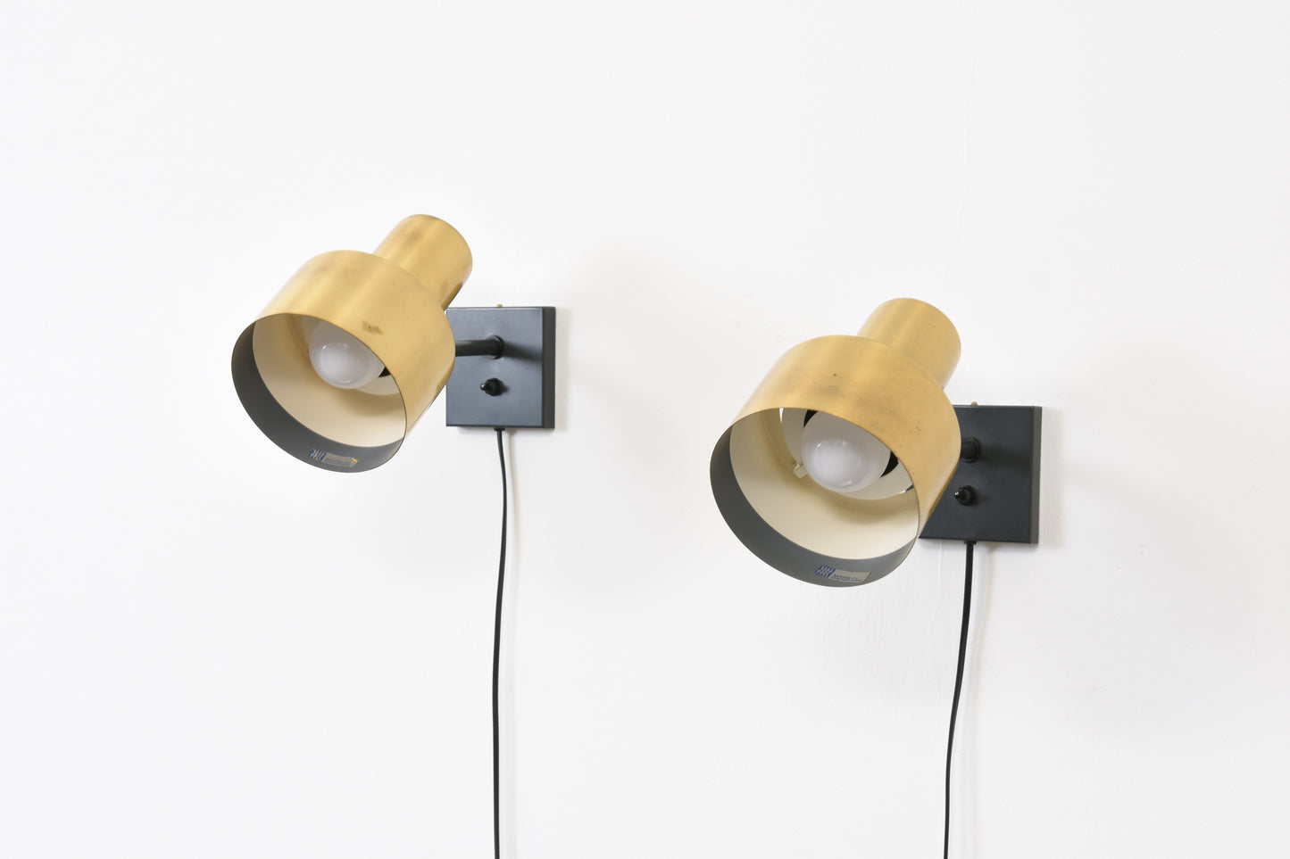 Pair of 'Corda' wall lights in brass by Jo Hammerborg