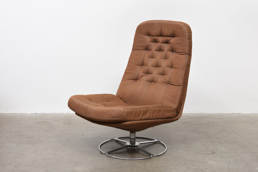 1970s Swedish lounger on swivel base