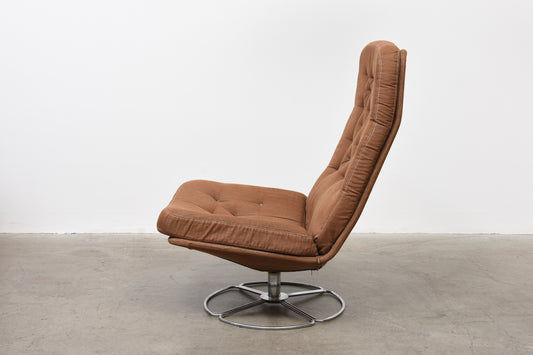 1970s Swedish lounger on swivel base