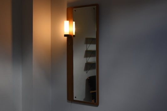 1960s illuminated mirror in oak