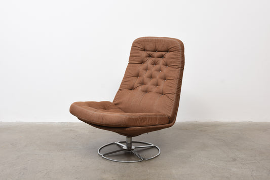 1970s Swedish lounger on swivel base