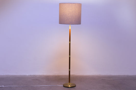 1960s teak + brass floor lamp