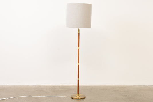 1960s teak + brass floor lamp