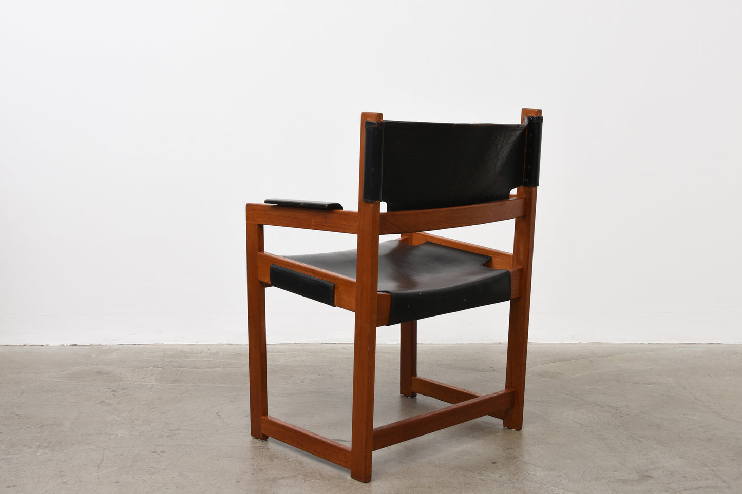 Two available: Teak + leather armchairs by Sven-Kai Larsen