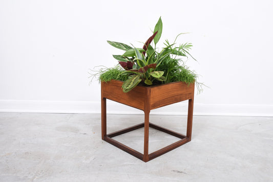 Rosewood planter with tin inlay