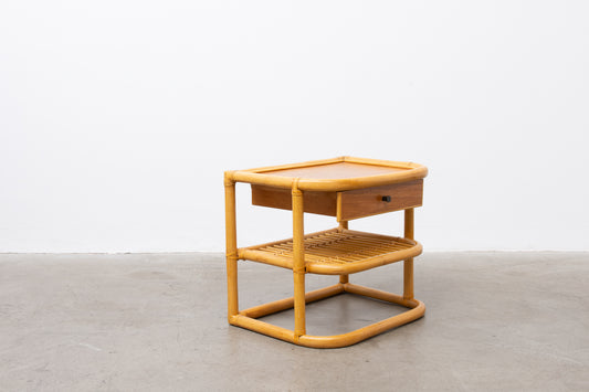 Pair of 1970s bamboo and teak bedside tables