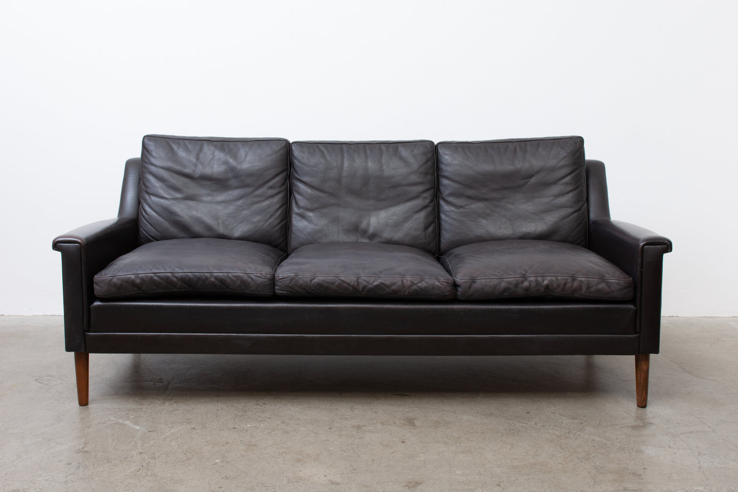 1960s Danish leather three seater