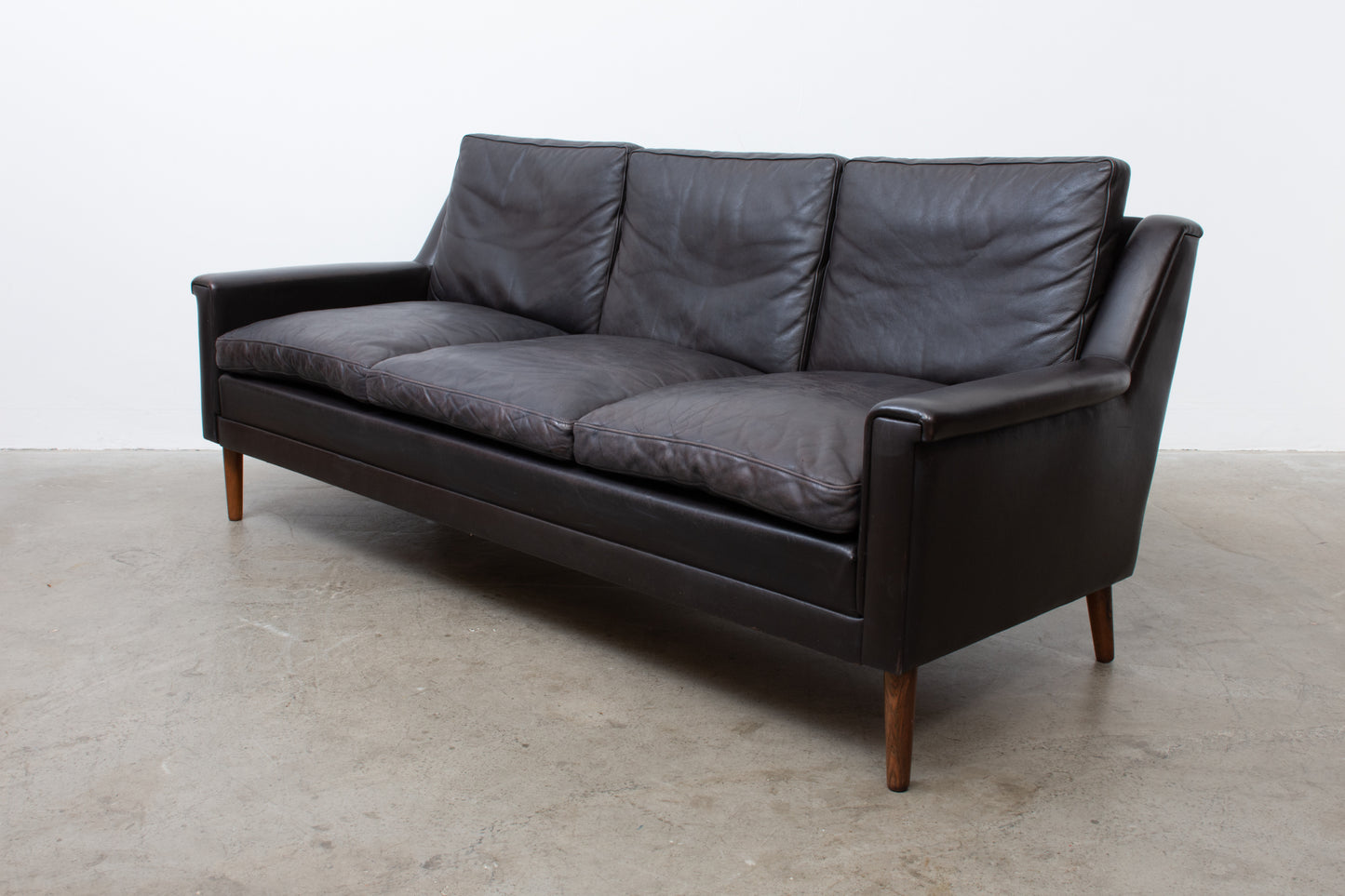 1960s Danish leather three seater