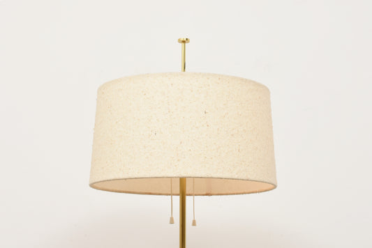 1960s brass floor light with textile shade