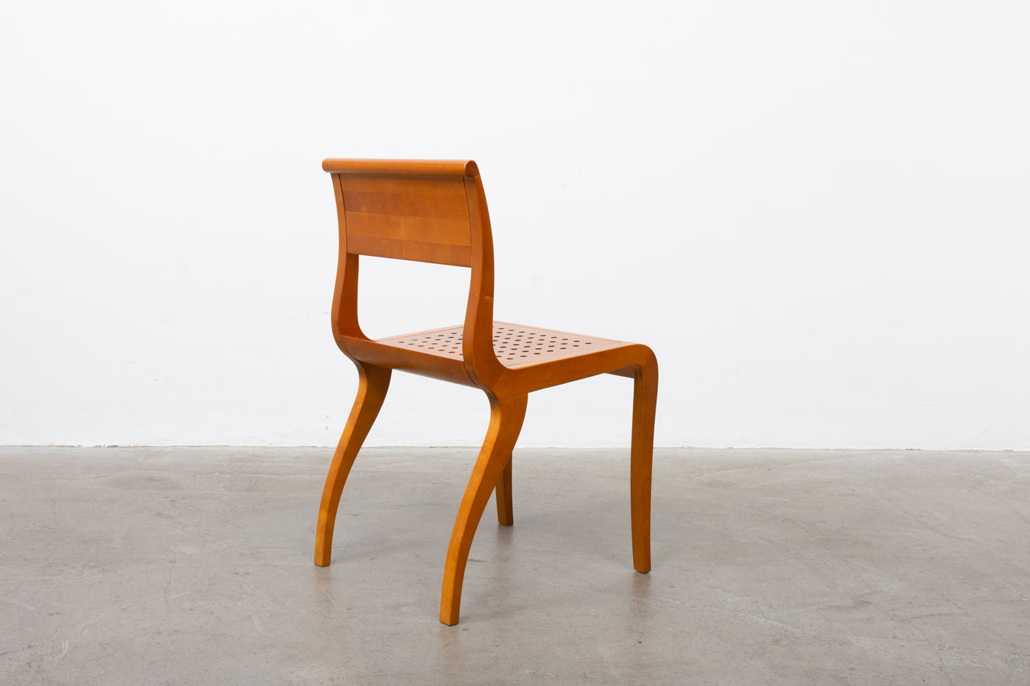 Four available: 1980s birch dining chairs by Kimmo Varjoranta