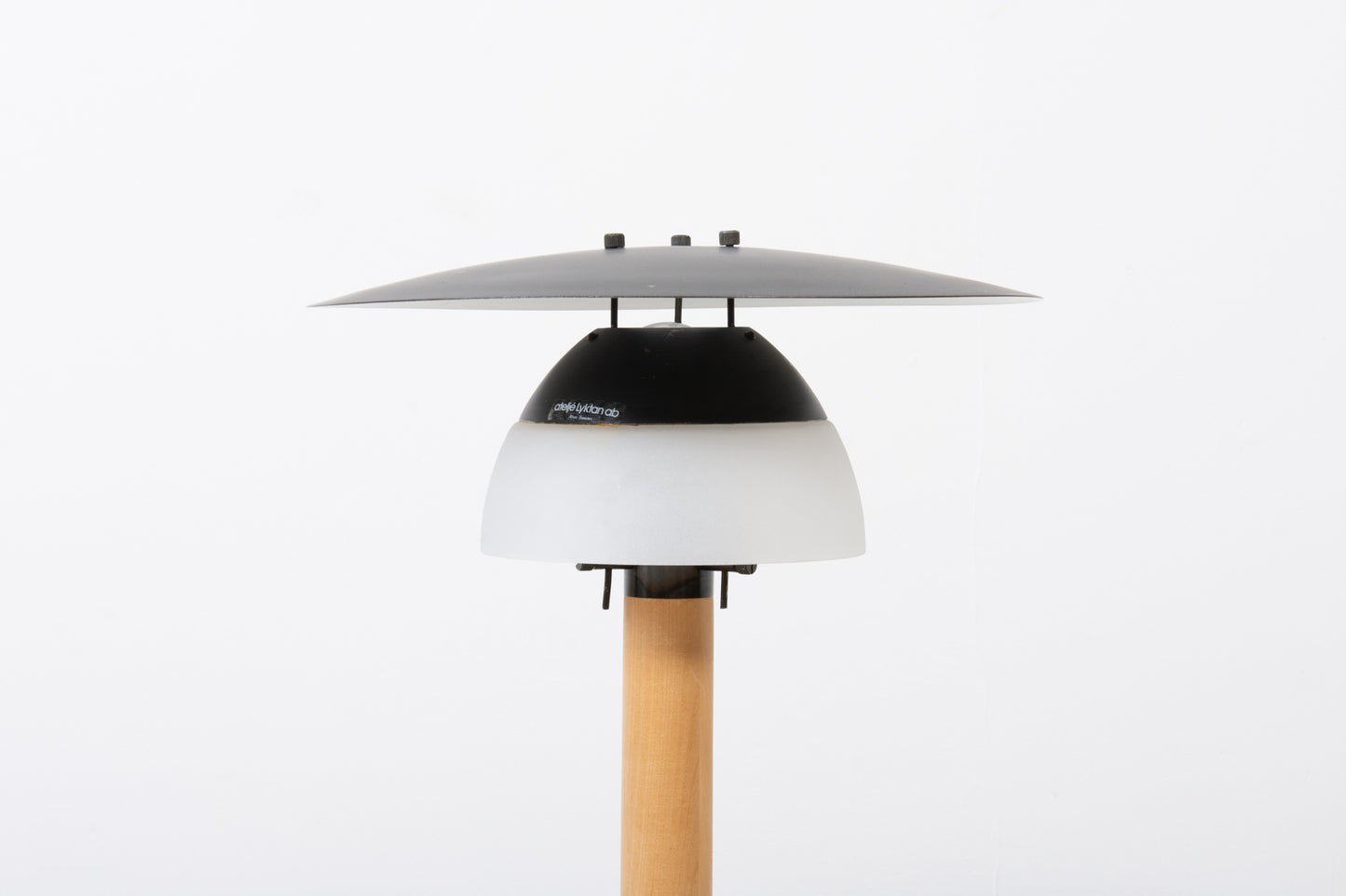 Vintage glass + birch floor lamp by Lars Bessfelt
